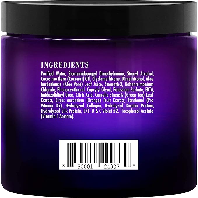Botanic Hearth Purple Hair Mask for Silver and Blonde Hair – 8 oz – Toning Hair Treatment with Coconut Oil, Bitter Orange, Green Tea & Aloe Vera