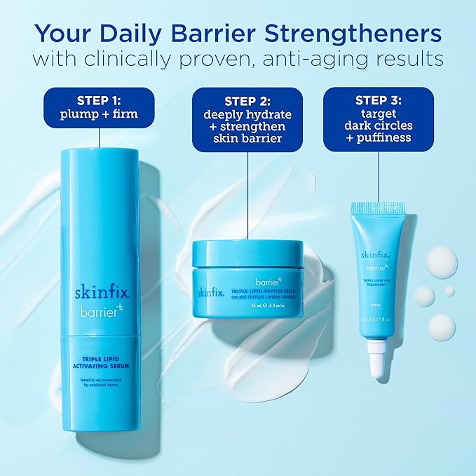 Skinfix Barrier + Firm Trio - Full-Size Plumping Serum, Mini Moisturizer, Mini Eye Cream with Patented B-L3™ Complex - Hydrate & Strengthen Skin Barrier