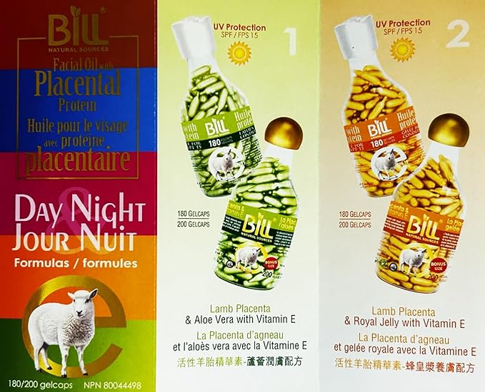 Lamb Placenta & Royal Jelly with Vitamin E Facial Oil, 200 Gelcaps, Bill Natural Sources
