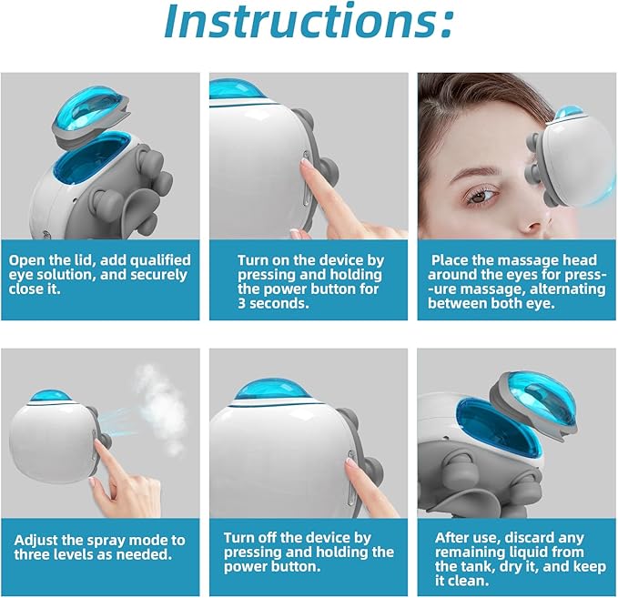 Handheld Nano Spray Eye Massager Portable Hydrating Eye Spray Massager for Dry Eyes Puffiness & Dark Circles Relief Easy to Use at Home in Office or Travel