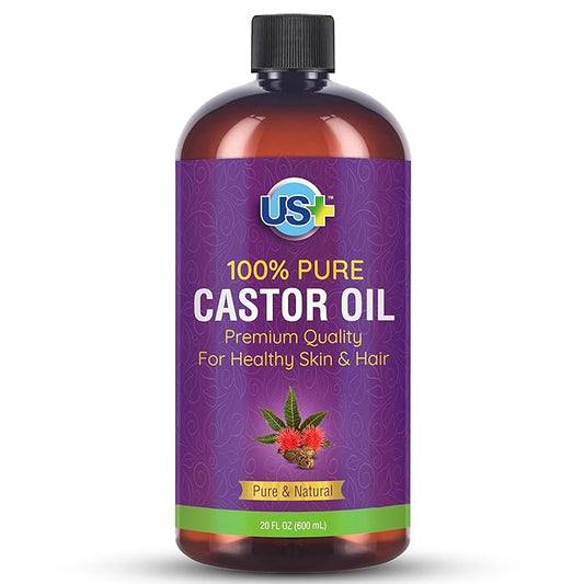 20oz 100% Pure Castor Oil - Cold-pressed, Unrefined, Hexane-free - BPA Free Plastic Bottle - USP Grade - Premium Quality for Healthy Skin & Hair