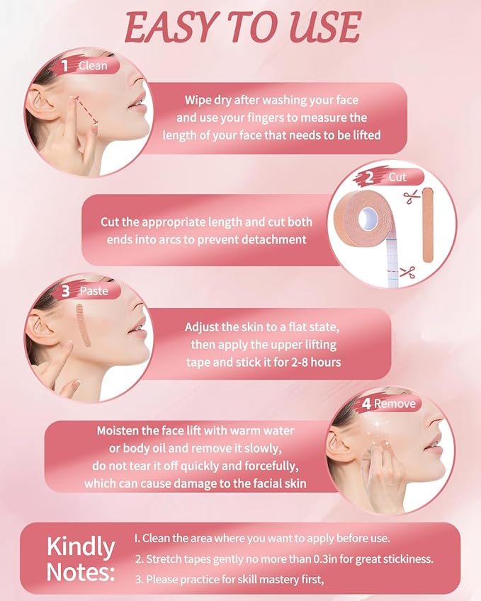 Anti-wrinkle Face Tape,3 Individually Wrapped Boxes of Premium Face Lifting Strap，Skin Tone Skin Tape for Face