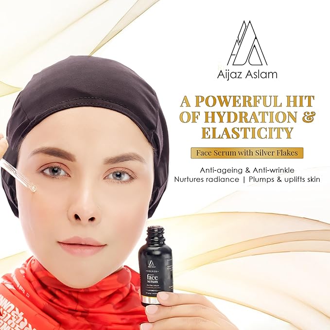 AIJAZ ASLAM Sylver Night Face Serum – 30ml (1.01 fl Oz) – Enhanced with Silver Flakes & Gold Extracts - Anti-Aging - Maintains Healthy Skin – Deeply Nourishes – Best for all Skin Types