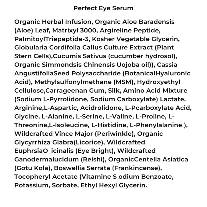 nuorganic Perfect Eye Serum: Fine Lines + Wrinkles + Bags + Dark Circles - Patented PhytoCellular Science + 18X More Effective Anti Aging + Better Skin in 7 Days - Vegan