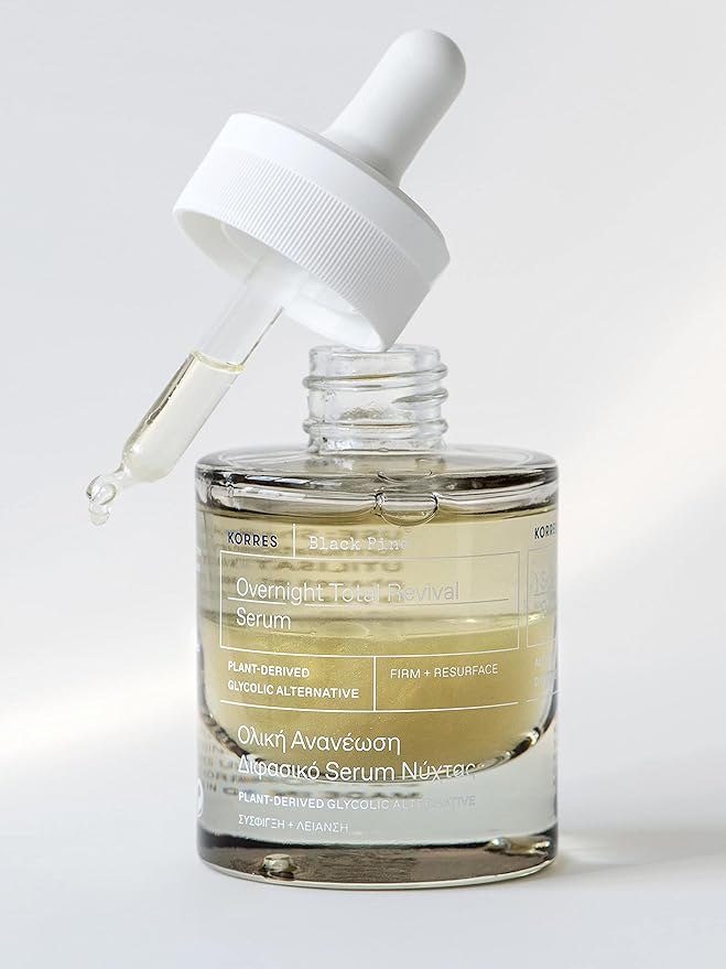 KORRES BLACK PINE Night Serum for Mature Skin for the Face, Smoothes and Tightens the Skin, Dermatologically Tested; Vegan, 30 ml