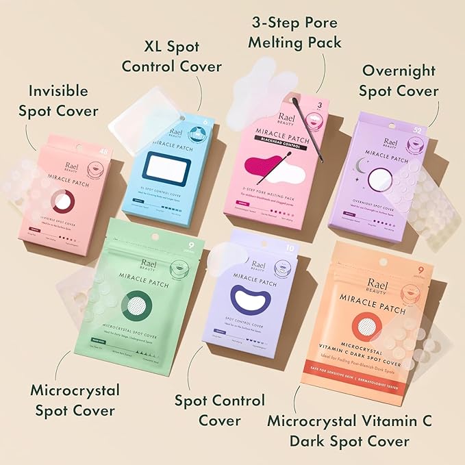 Rael Pimple Patches, Miracle XL Spot Control Cover - Hydrocolloid Acne Patch for Face, Zits & Blemish, Back and Body, Korean Skin Care, Vegan, Cruelty Free (6 Count)