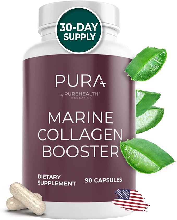 Marine Collagen and Hyaluronic Acid Supplements, Aloe Vera Leaf Gel and Vitamin E Collagen Peptides Pills–Collagen Supplements With Hyaluronic Acid for Hair Skin Nails-90 Collagen Caps