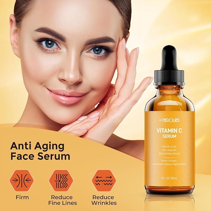 Vitamin C Face Serum With Hyaluronic Acid - Anti Aging Serum - Reduce Dark Spots, Professional Grade Treatment For Face & Eyes, Dark Spots,Acne,Wrinkles,For Men & Women