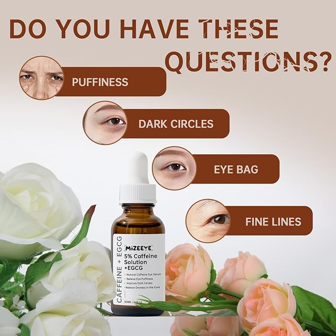 Caffeine Solution 5% + EGCG For Dark Circles & Puffiness, 2 PCS Anti Aging Caffeine Under Eye Serum For Eye Bags, Fine Lines, Moisturizing Caffeine Solution.