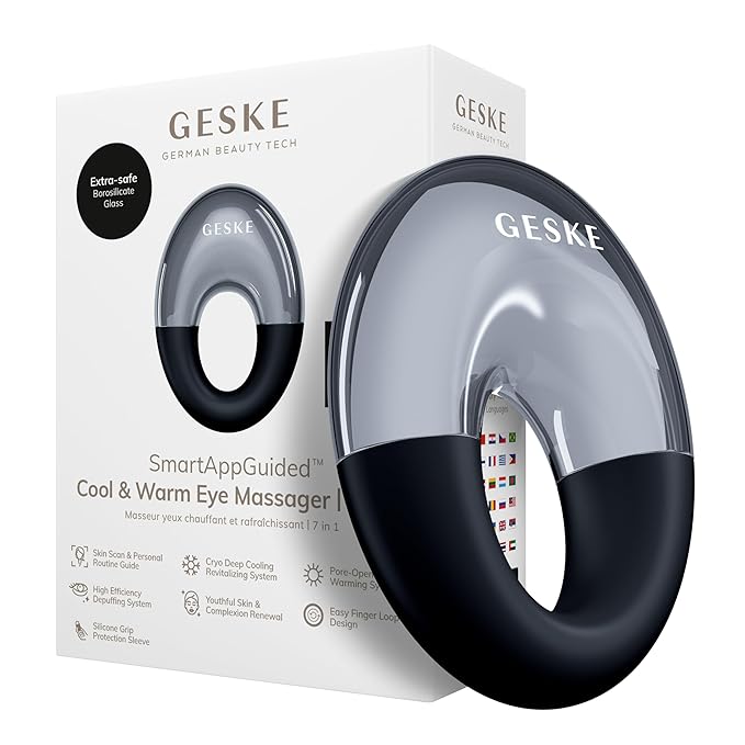 SmartAppGuided™ Cool & Warm Eye Massager | 7 in 1 | Multifunctional Massager | Eyes & Face | Battery-free Cooling & Warming | Firms, Relaxes & De-Puffs Skin | Ring-shaped Design for Easy Grip