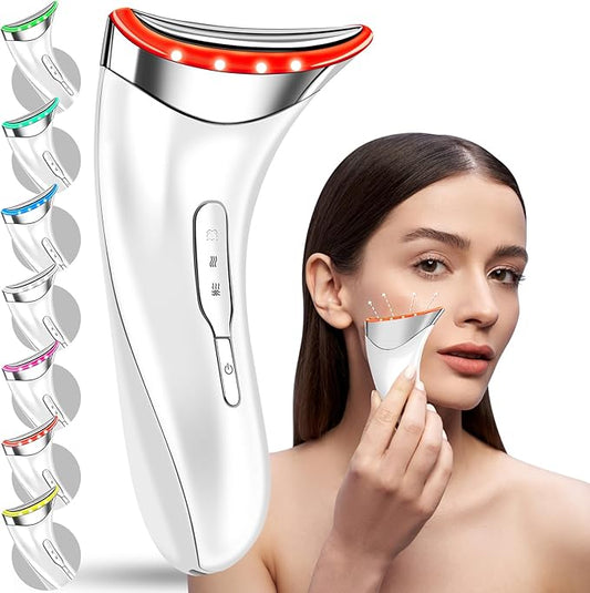7-in-1 Face and Neck Care, Multi-Function Facial and Neck Skin Care for Home Use, 7 Color, White