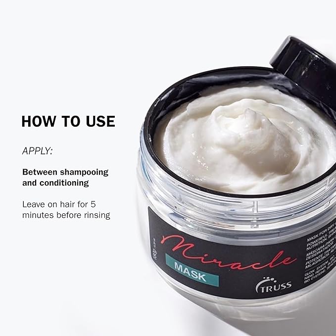 TRUSS Miracle Hair Mask - Hair Care for Women & Men Formulated with Blend of Oils & Nano Repair Technology - Hydrating, Detangling & Nourishing Conditioning Treatment for Damaged Strands (8.8 oz)