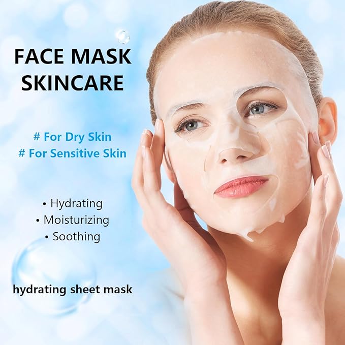 IREV Hydrating Face Masks Skincare, Moisturizing Facial Sheet Mask Skin care for Dry, Oily, Sensitive Skin,B5 Hyaluronic Acid Face Mask, Christmas Gifts for Women 10 Pack