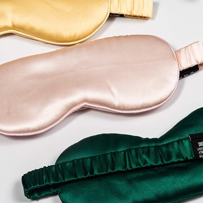 LUSSO 21mm 100% Pure Mulberry Silk Sleep Mask, 100% Silk Inside Out, Super Soft, Anti-Aging, Champagne