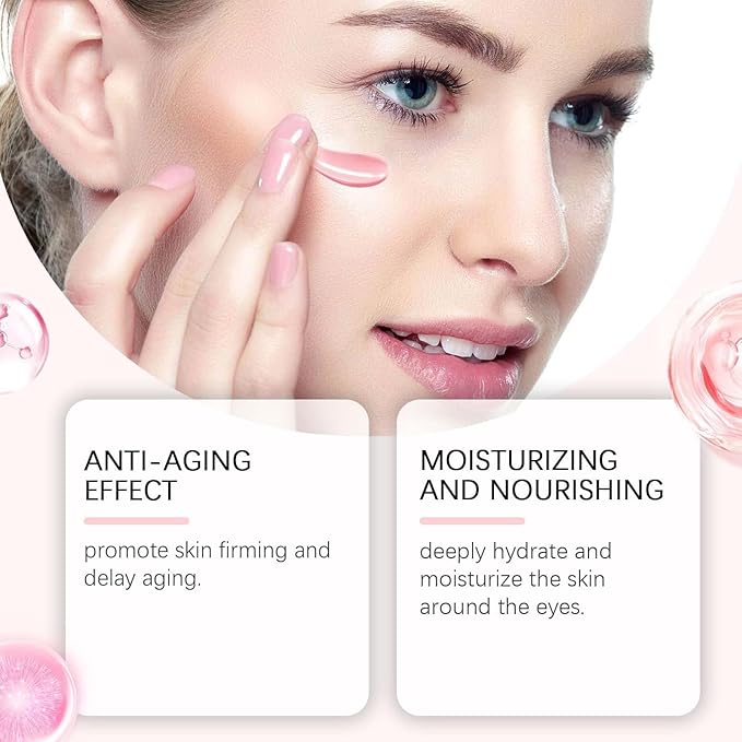 PDRN Pink Peptide Eye Serum Cream, Hydrating & Firming Eye Cream for Dark Circles, Anti-Aging Treatment Reduces Fine Lines, Uneven Skin Tone, Soothing Pink Moisturizer with Peptides, 1.01fl.oz (2)