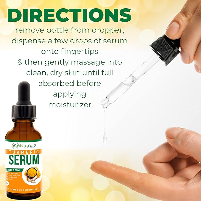 Turmeric Serum for Face & Body - All Natural Turmeric Skin Brightening Serum for Spots - Turmeric Facial Repair Serum Cleanses Skin, Fights Acne, Evens Tone, Minimizes Pores - Pure Turmeric Oil