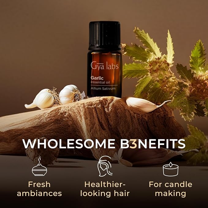 Gya Labs Garlic Essential Oil for Diffuser - 0.34 Fl Oz - 100% Pure Natural Garlic Oil for Skin, Hair, Candle Making, Purifying Spaces - Potent & Garlicky Scent