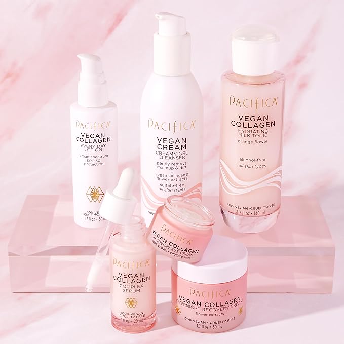 Pacifica Vegan Collagen Cream Gel Facial Cleanser - Daily Foaming Face Wash & Makeup Remover, Hydrating Anti-Aging Face Wash for Dry & Sensitive Skin, 4.7oz