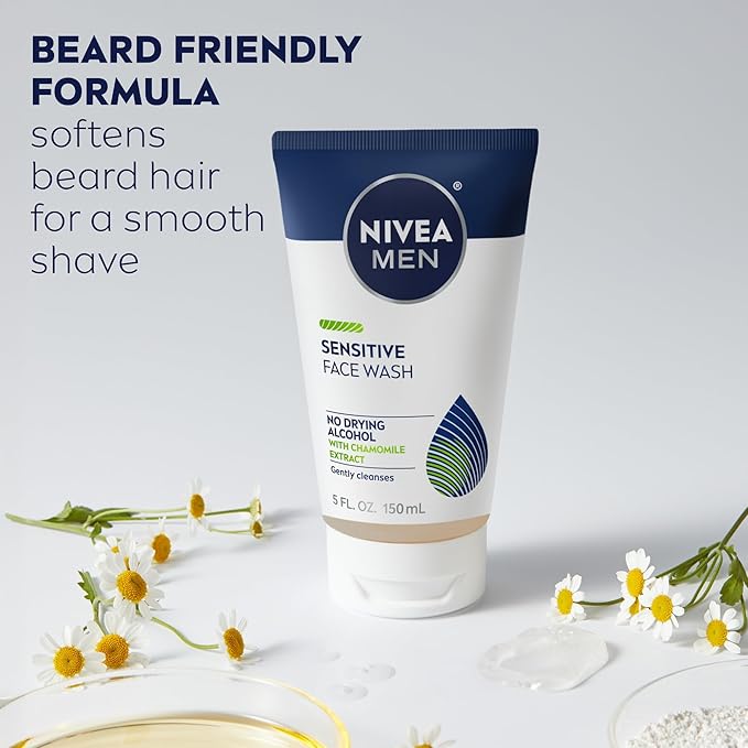 NIVEA MEN Sensitive Skin Care Set for Men, Face Wash, 5 Fl Oz + Body Wash, 16.9 Fl Oz + Shave Gel, 7 Oz + Soothing Post Shave Balm, 3.3 Fl Oz + Face Lotion SPF 15, 2.5 Fl Oz