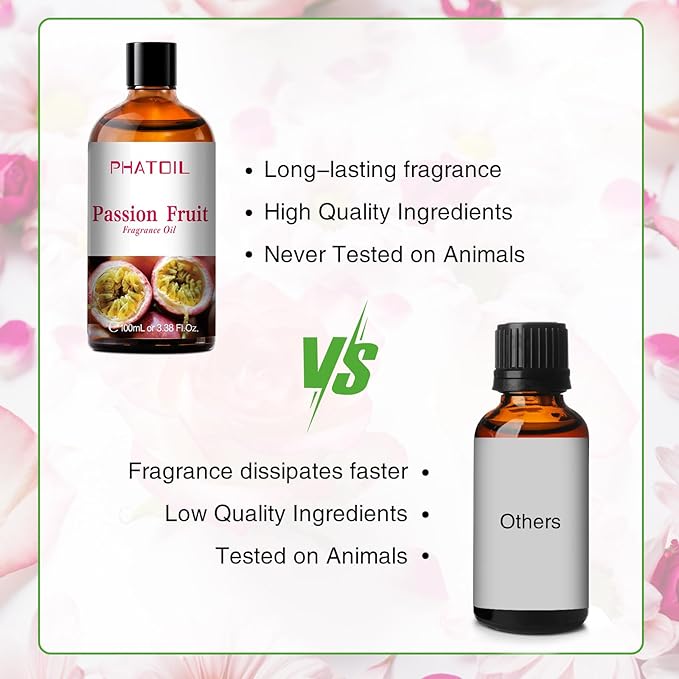 3.38FL.OZ Passion Fruit Fragrance Oils for Aromatherapy, Essential Oils for Diffusers for Home, Perfect for Diffuser, Yoga, Skin Care, DIY Candle and Soap Making - 100ml