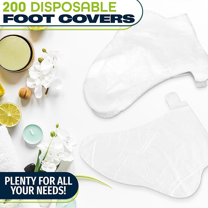 200Pcs Plastic Foot Covers Disposable Socks Foot Gloves - Paraffin Baths Foot Moisturizer Socks - Foot Moisturizing Socks Pedicure Bags for Feet Spa Socks for Women Plastic Socks for Moisturizing Feet