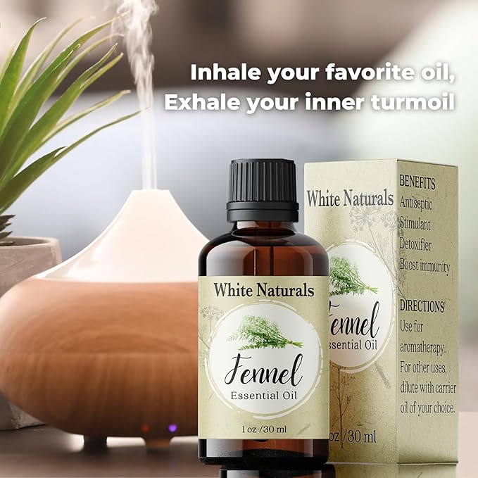 Organic Fennel Essential Oil for Digestion, Sweet Fennel Seed Oil for Congestion Relief & Uplift Mood, 100% Pure, Undiluted, Therapeutic Grade for Aromatherapy, Glowing Skin, Strengthened Hair 1oz