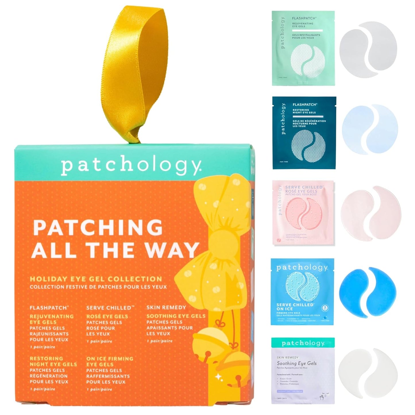 Patchology Patching All The Way Gift Set – Hydrating Under Eye Masks with Collagen, Retinol, Hyaluronic Acid – Beauty Stocking Stuffer with 5 Pairs for Puffy Eyes, & Fine Lines (Limited Edition)