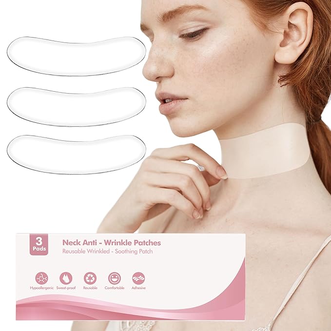 Reusable Wrinkle Patches - Silicone Fusion Treatment Forehead Patches for Brow Lift, Wrinkle Smoothers, Reduce Frown Lines & Face Lift - 3 Pack (Neck)