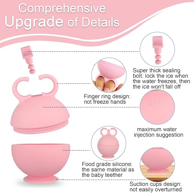 2 Pack Ice Roller for Face, Ice Face Roller for Eye Neck Body, Ice Cube Roller Massager Gua Sha Tool, Eliminates Puffiness, Facial Ice Mold, De-Puff Eye Bags, Reduce Migraine Pain (Pink and Pink)