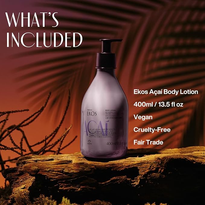 natura - Ekos Açaí Revitalizing Body Lotion - Vegan Skin Care - 24 Hours of Soft Skin - Improves Skin Elasticity - Acai Oil - Brazilian Beauty Secrets - Self Care & Body Care - 13.5 fl oz (400ml)