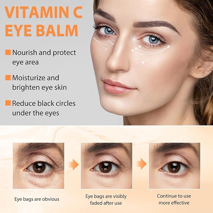 Revive + Glow Vitamin C Eye Balm,Hydrating Eye Cream,Improve Dark Circles,Refreshing and Non-Sticky (2 Pcs)