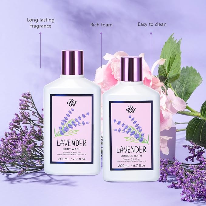 Mother's Day Gift for Mom, Bath and Body Gift For Women - Lavender Home Spa Gift Set, Shower Gel,Bubble Bath,Lotion,Bath Bombs,Eye Mask,Manucure Set, Bath Belt, Body Oil,Bath Soak,Lip Balm,Soy Candle