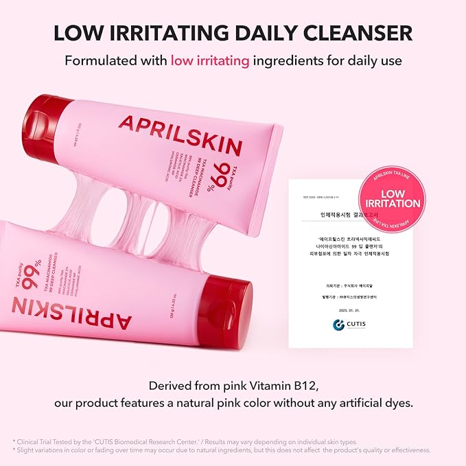 APRILSKIN TXA Niacinamide 99 Pore Care Pink Bubble Gum Deep Cleanser | 99% High-Purity TXA+Niacinamide | All-in-One Cleanser: Deep Cleansing, Blackhead Care, Pore Care, Moisturizing | 4.23 fl.oz.