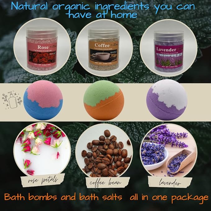 Bath Bombs for Kids, Girls Women. Organic Handmade Fun Bubble Bath with Surprise Jewelry Toys Inside!.Includes 3 Natural Bath Salts. Relaxing Soaking Himalayan Salts.Girls Birthday Christmas Gift Idea