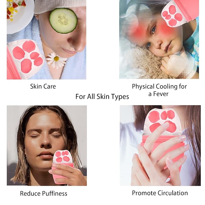 2Pack Ice Face Roller, Silicone Ice Roller for Face to Tighten and Lift Skin, Ice Mold for Face & Eye Puffiness Relief, Reusable Facial Mold for Neck Natural Glow, Skin Care for Women Beauty