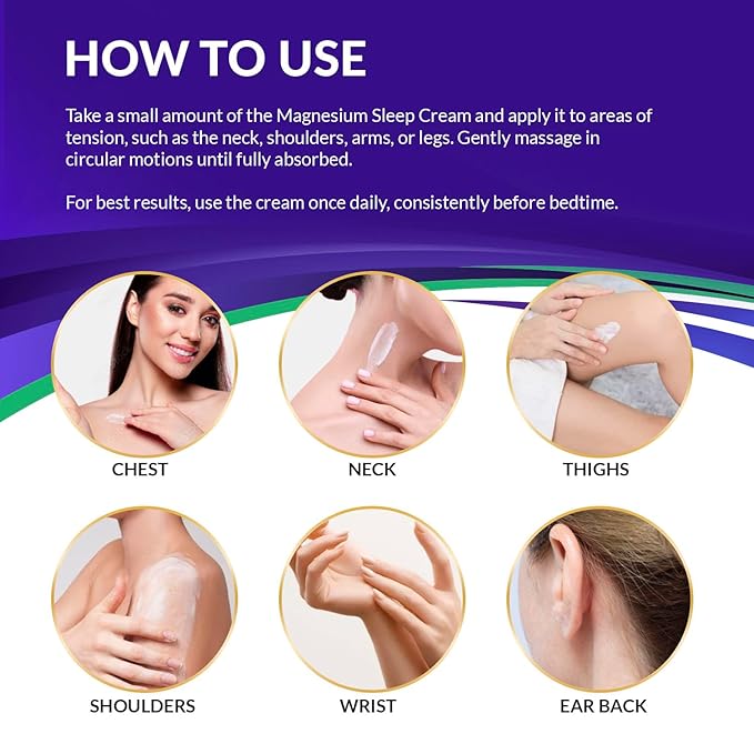 Magnesium Cream for Sleep: Topical Magnesium Chloride Cream Lotion for Leg Cramps PM Nighttime Cramp with Lavender Vitamin E Shea Butter (120G)