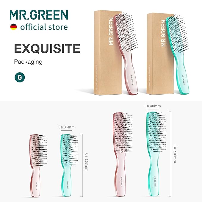 MR.GREEN Hair Brush Crystal Scalp Massage Combs Volumizing Hair Styling Fine Tooth Detangling Tool For Long Wet Dry Hair Women Gift (Pink, Small)