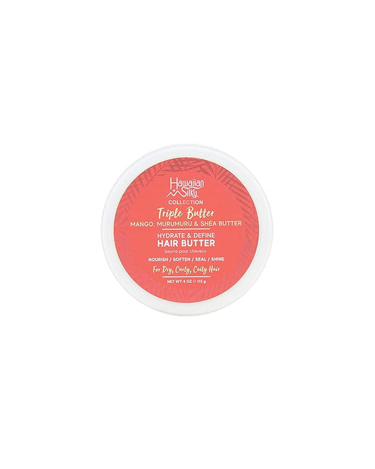 Hawaiian Silky Mango and Murumuru Butter Hair Butter, 4 fl oz with Shea Butter for Nourish, Soften, Seal & Shine | Hydrate and Define | Hawaiian Silky Triple Butter Collection
