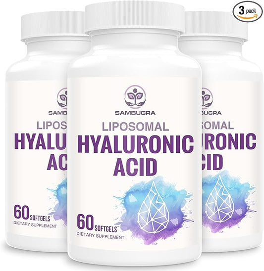 Liposomal Hyaluronic Acid 1000mg, High BioavailabilityHyaluronic Acid Capsules, Dietary Supplement Support Skin and Joint Lubrication, 180 Capsules (Pack of 3)