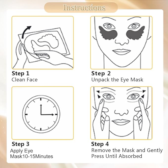 MOND'SUB Under Eye Mask - 6 Pairs Orange Crystal Eye Mask for Sleeping- Puffy Eyes & Dark Circles Treatments with Hyaluronic Acid, Reduce Under Eye Bags and Smooth Wrinkles, Brighten Complexion