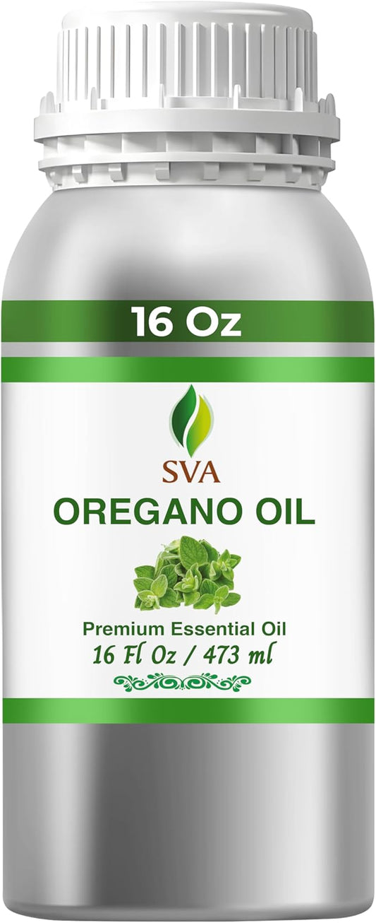 SVA Oregano Essential Oil – 16 Fl Oz – 100% Natural Oregano Oil - for Diffuser, Hair Care, Face, S-kin Care, Aromatherapy, Scalp and Body Massage, Soap and Candle Making