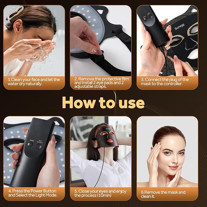 Sunegg Red Light Therapy for Face,LED Face Mask Light Therapy,Portable red Light Therapy mask for Home and Travel Skin Care