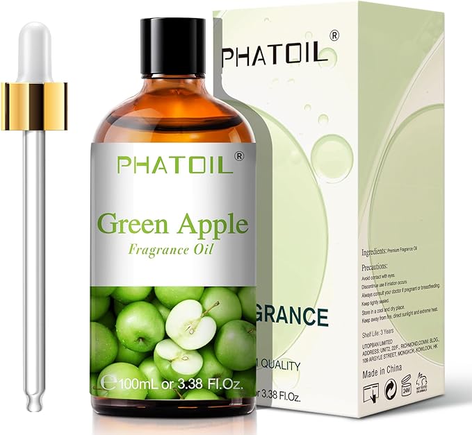 3.38FL.OZ Green Apple Fragrance Oils for Aromatherapy, Essential Oils for Diffusers for Home, Perfect for Diffuser, Yoga, DIY Candle and Soap Making - 100ml