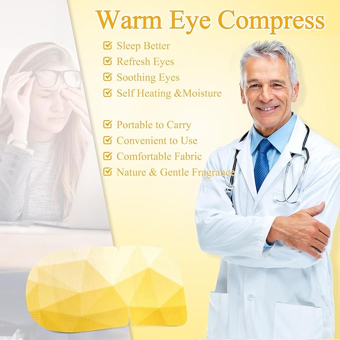 16 Packs Steam Eye Mask, Heated Eye Mask for Sleeping, Warm Compress for Eyes, Self Heating Disposal Eye Mask Comfortable Sleep Mask for Home, Office, Spa, Travel Essentials (Chamomile)