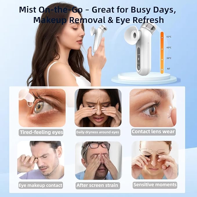 Portable Eye Mist Steam Sprayer, Type-C Rechargeable Nano Mist Sprayer & Mister, Personal Humidifier, Facial Steamer, Portable Nebulizer for Skincare, Desk, Travel Use