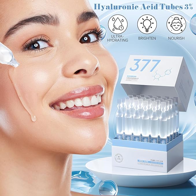 Hyaluronic Acid Tubes, 3% Hyaluronic Acid Serum Ultra-Hydrating Vials,Ultra-Hydrating Serum Single-Use Vials,Hyaluronic Acid Serum,Moisturizing, Firming and Tendering (1Pack,30Pcs)