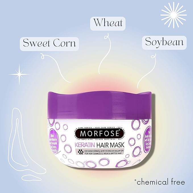 Morfose Keratin Hair Mask for Curls, Frizzy, Bleached Hair, Deep Conditioning with Improved Elasticity, 500ml
