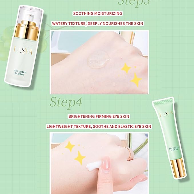 Sea Grape 6 Step Skin Care Set Daily Skin Care Routine With Skincare Set, 6-In-1 Skincare Gift Set With Facial Cleanser, Toner, Serum, Eye Cream, Lotion & Cream