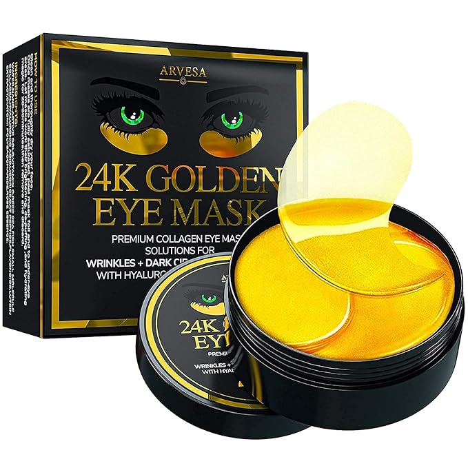 Under Eye Mask for Dark Circles and Puffiness, Wrinkles, 24k Gold Under Skincare Treatment Patches for Puffy Eyes with Collagen for Women and Men - Gel Pads - 30 Pairs
