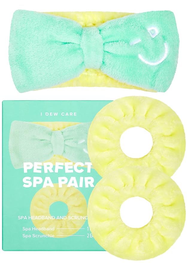 I DEW CARE Hydrogel Eye Patch - Starlit Kitten, 5 EA + Face Wash Headband & Scrunchie Set - Perfect Spa Pair, 1 Count Bundle